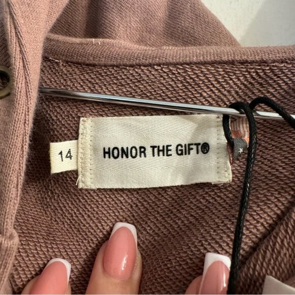 Honor The Gift Kids Unisex Light Brown Noble Hoodie Sweatshirt Size 14 NWT - Picture 3 of 4
